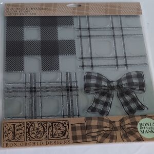 Iron Orchid Designs Stamps Pretty in Plaid NIP
